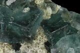 Cubic, Blue-Green Fluorite Crystals on Quartz - China #138072-2